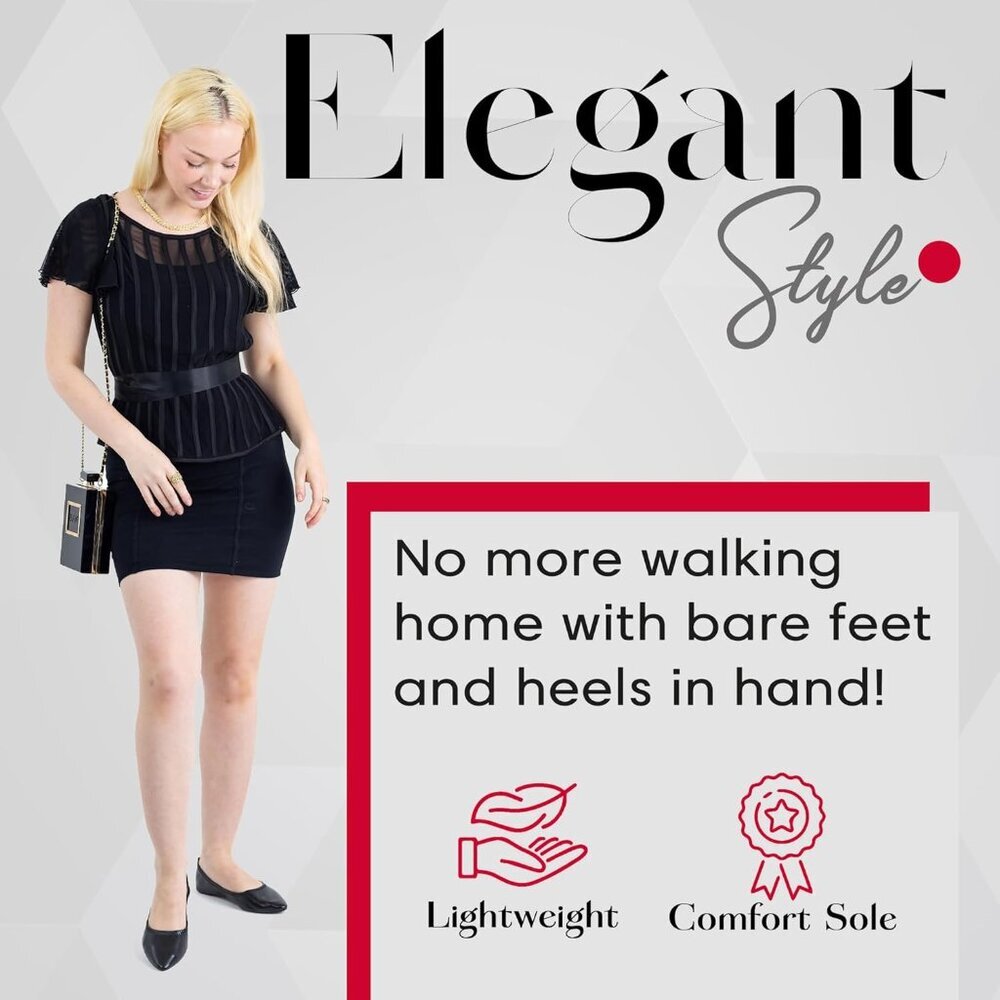 Silky Toes Women's Foldable Ballet Flats Casual Business Travel Shoes Red - Picture 6 of 7